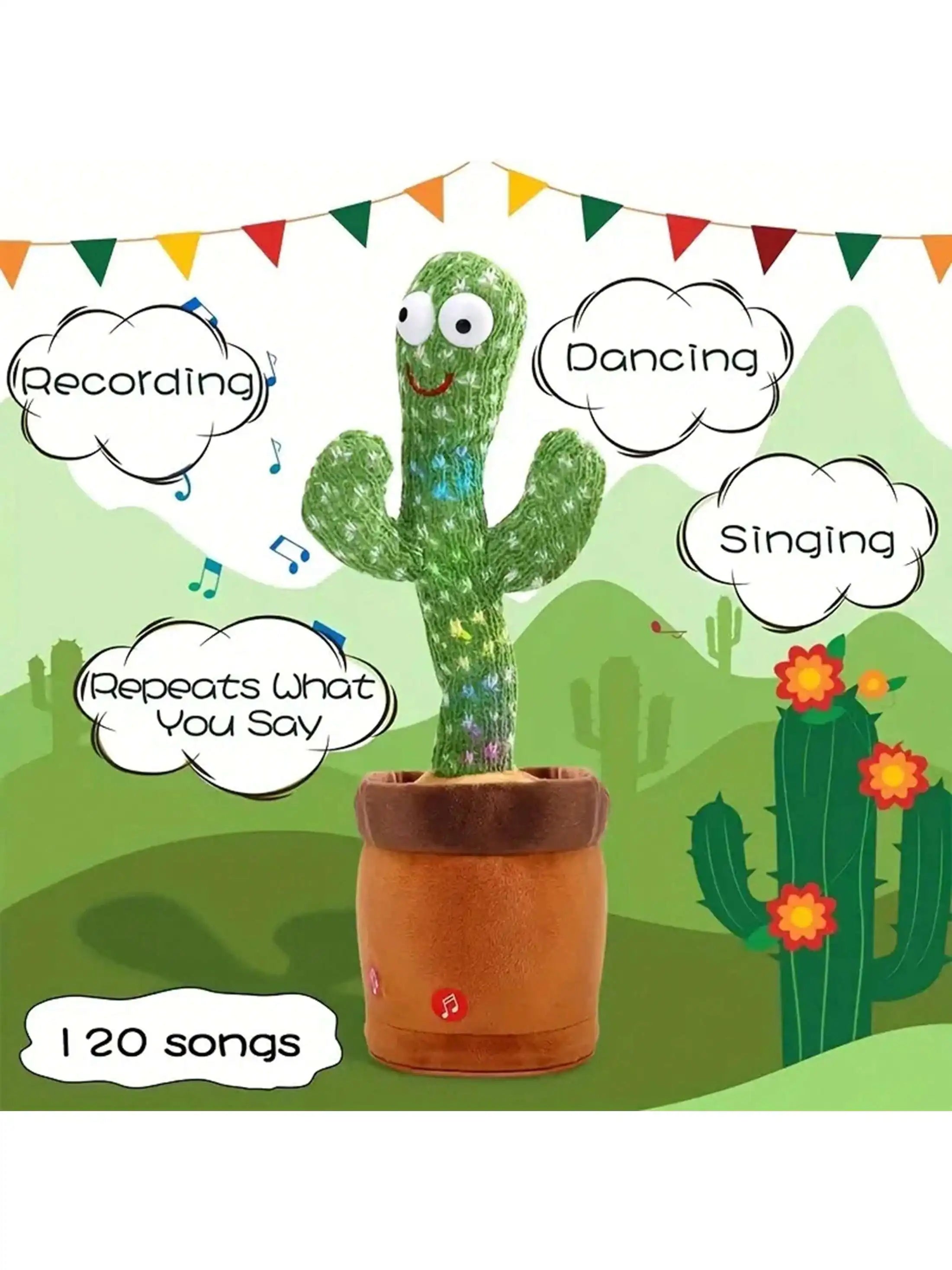 Dancing Talking Cactus Toy - Mimicking, Singing, Recording for Baby Boys and Girls