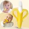 Baby Silicone Training Toothbrush - BPA Free Banana Shape Teether and Chew Toy, Safe Toddler Teething Ring Gift for Infants