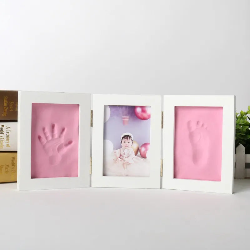 Newborn Baby Handprints and Footprints Photo Frame with Clay Kit - Souvenir Gift for Boys and Girls