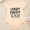 "Sorry Daddy, You Now Have Two Bosses" : Cute Khaki Short Sleeve Baby Onesie, Newborn Boy Girl Romper