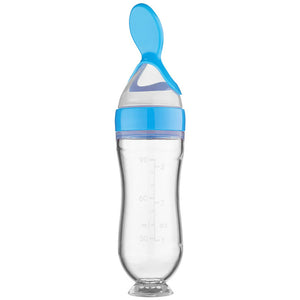 Silicone Squeezing Feeding Bottle for Newborns - Baby Training Rice Cereal Food Spoon, Safe Supplement Feeder