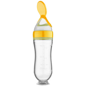 Silicone Squeezing Feeding Bottle for Newborns - Baby Training Rice Cereal Food Spoon, Safe Supplement Feeder