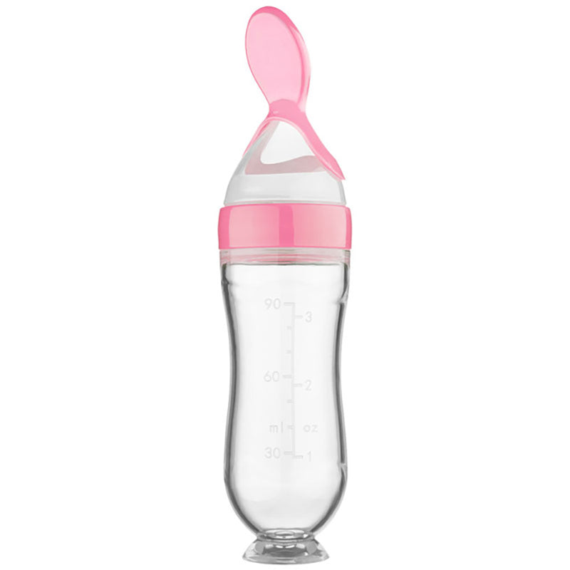 Silicone Squeezing Feeding Bottle for Newborns - Baby Training Rice Cereal Food Spoon, Safe Supplement Feeder