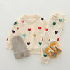 2PCS Infant Outfit - Love Balloon Print Long-Sleeve Top & Pants Set for Spring & Autumn.