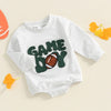 "Game Day" Baby Boys Football Romper - Cute Letter Embroidery, Long Sleeve Sweatshirt Jumpsuit for Fall & Winter