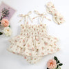 Infant Girl Floral Summer Jumpsuit Set - Sleeveless Ruffled Romper with Bow Headband