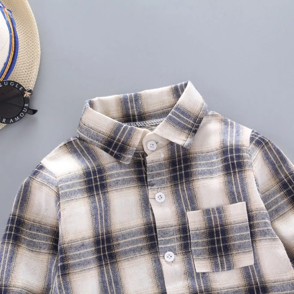 Children's Buffalo Plaid Flannel Shirt - Casual Autumn Top for Boys & Girls, Outerwear Blouse for 0-5T.