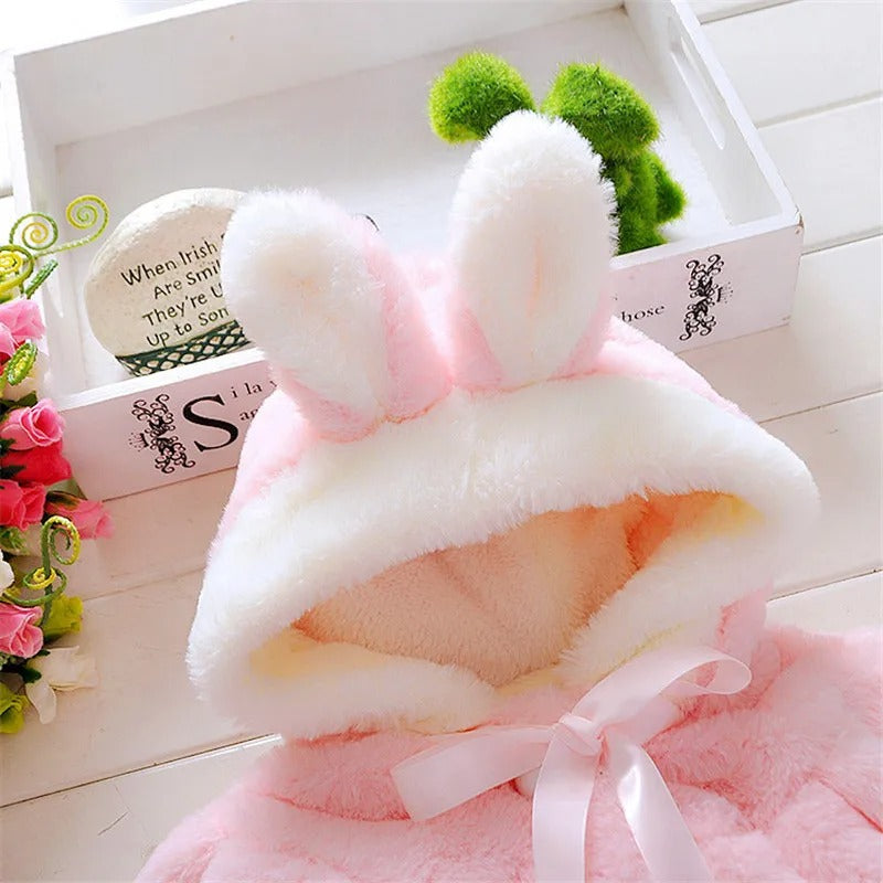 Winter Baby Jacket - Warm Hooded Rabbit Ear Wool Sweater for 0-3 Years Toddler Minimalist Children's Clothing