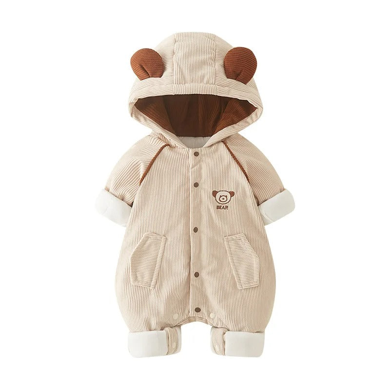 Bear Baby Winter Jumpsuit - Thick Warm Corduroy Outfit