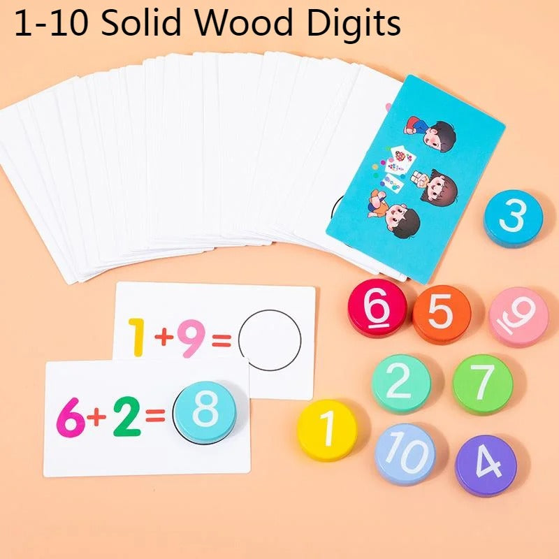 Montessori Math Wooden Toys - Addition & Subtraction Educational Aids for Preschoolers