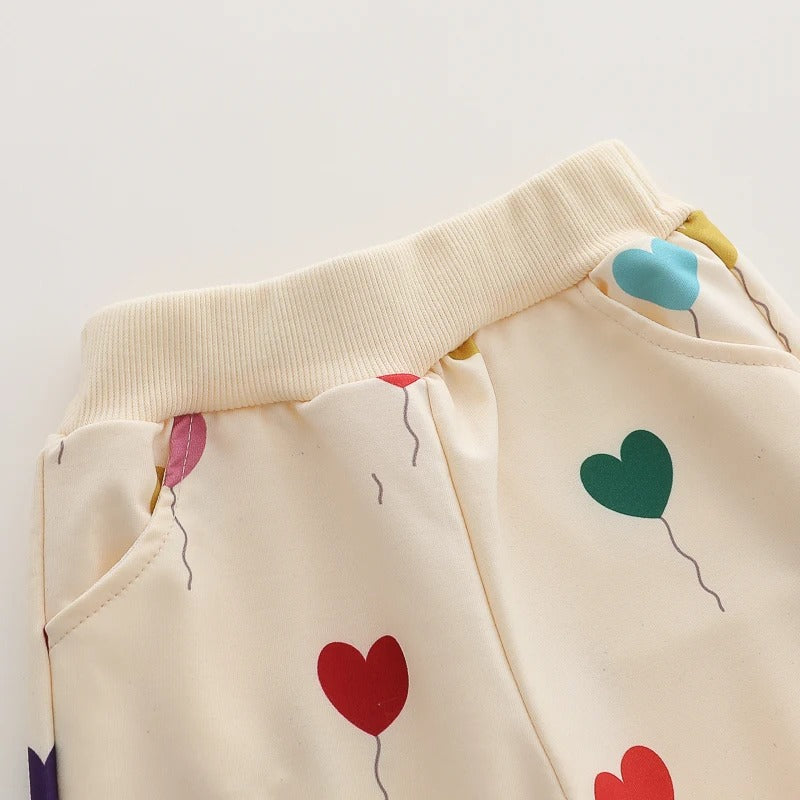 2PCS Infant Outfit - Love Balloon Print Long-Sleeve Top & Pants Set for Spring & Autumn.