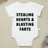 "Stealing Hearts and Blasting Farts" Baby Onesie - Funny Cotton Infant Outfit for Boys and Girls. Comfy, Breathable, and Adorably Creative!